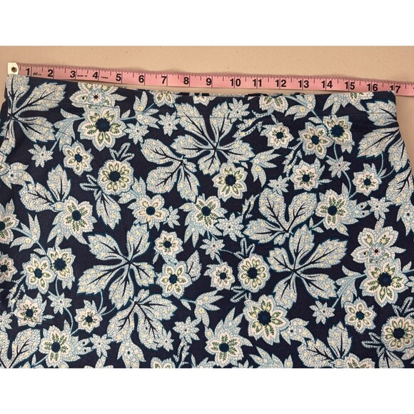 J. Jill Skirt Blue Floral Cotton Modal Pull On Casual Career Women's Size Medium - Picture 9 of 11
